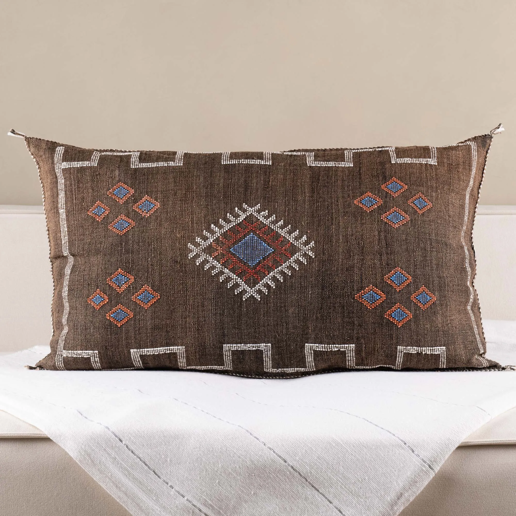 Brown Cactus silk pillow cover