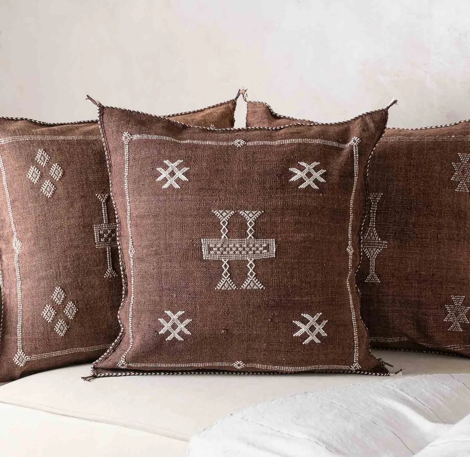 Brown Cactus silk pillow cover