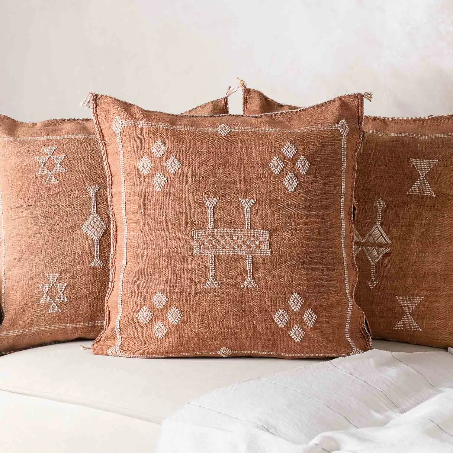Brown Cactus silk pillow cover
