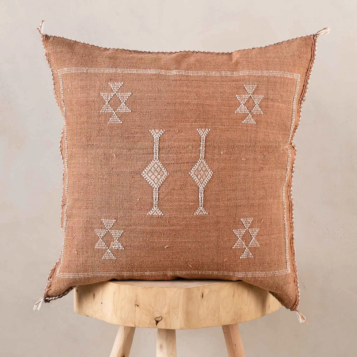 Brown Cactus silk pillow cover