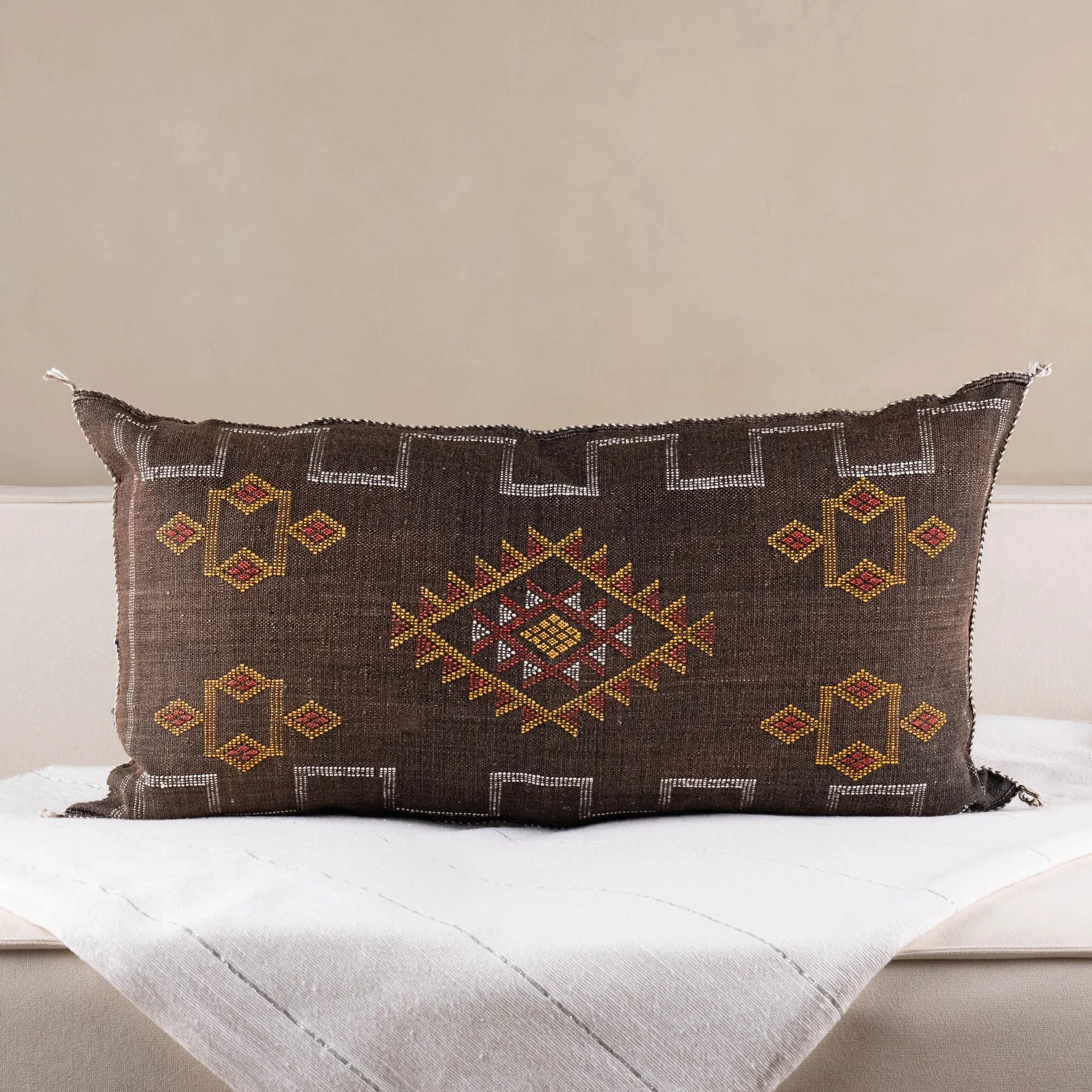 Brown Cactus silk pillow cover