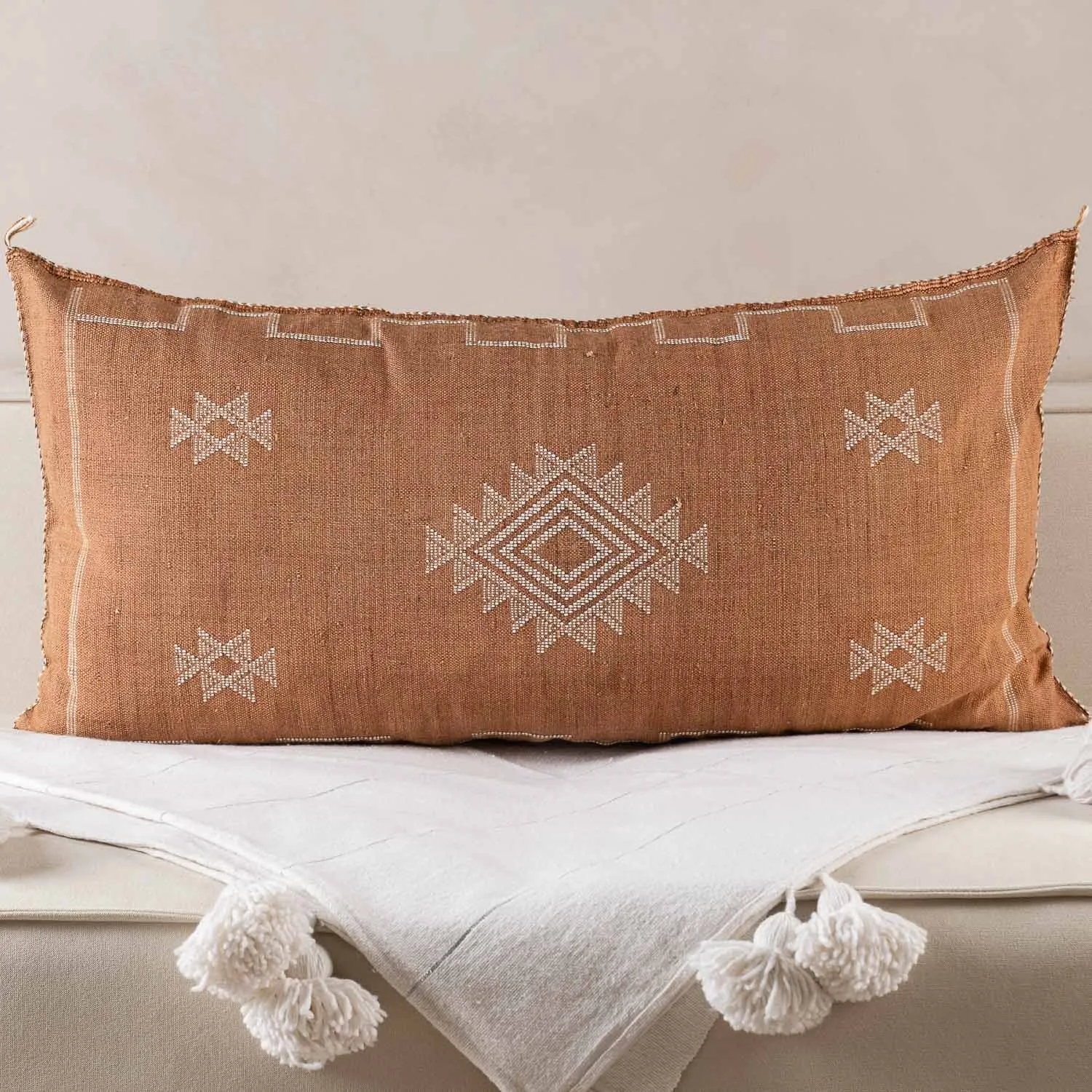Brown Cactus silk pillow cover