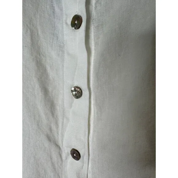 Bryn Walker Cinzia Light Linen Elastic Waist High-Low Hem A-Line Skirt White 3XL