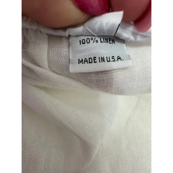 Bryn Walker Cinzia Light Linen Elastic Waist High-Low Hem A-Line Skirt White 3XL