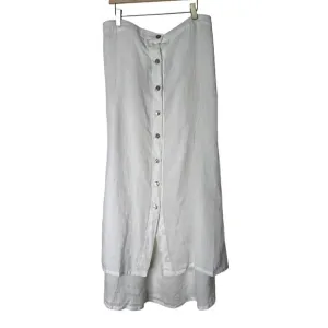 Bryn Walker Cinzia Light Linen Elastic Waist High-Low Hem A-Line Skirt White 3XL