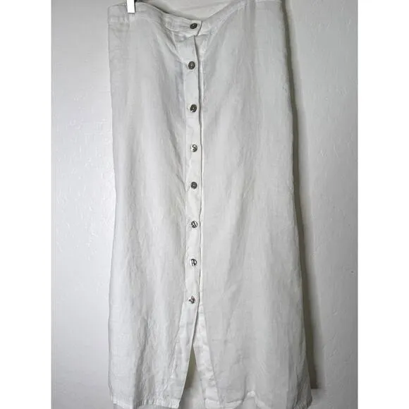 Bryn Walker Cinzia Light Linen Elastic Waist High-Low Hem A-Line Skirt XXS White