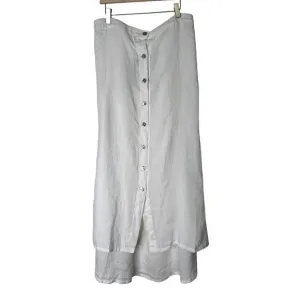 Bryn Walker Cinzia Light Linen Elastic Waist High-Low Hem A-Line Skirt XXS White