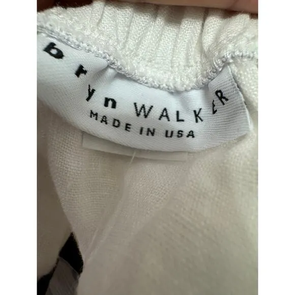 Bryn Walker Cinzia Light Linen Elastic Waist High-Low Hem A-Line Skirt XXS White