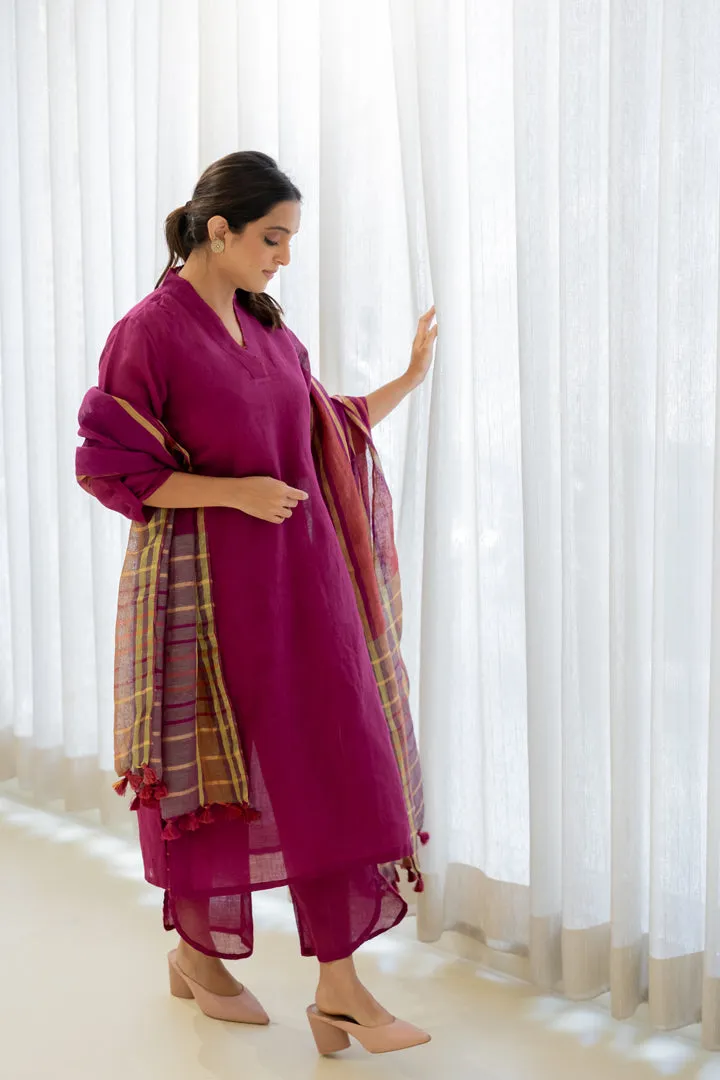 Burgundy Bliss Kurta Set with Dupatta