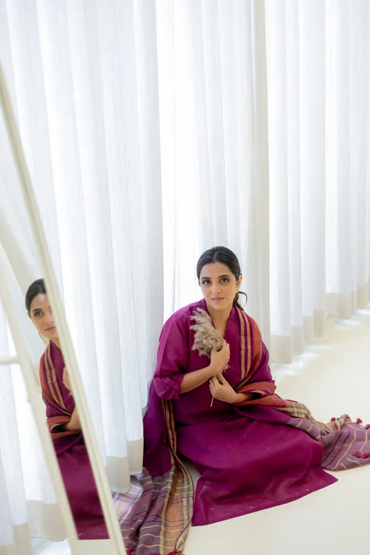 Burgundy Bliss Kurta Set with Dupatta