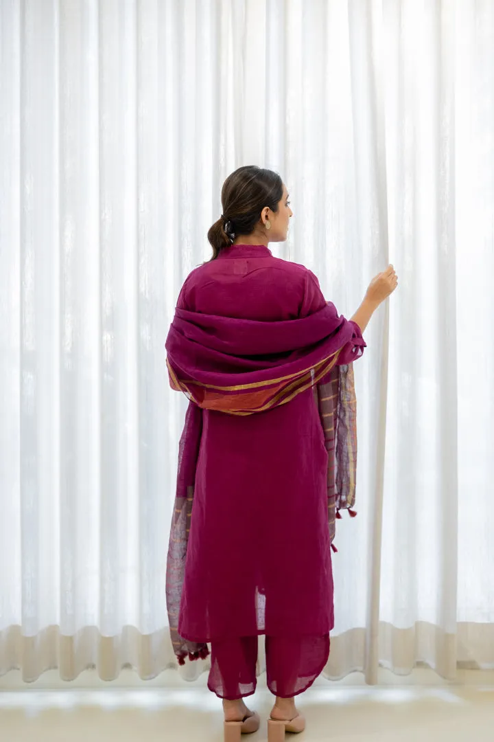 Burgundy Bliss Kurta Set with Dupatta