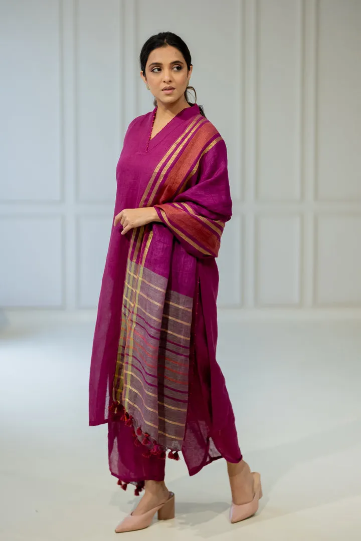 Burgundy Bliss Kurta Set with Dupatta
