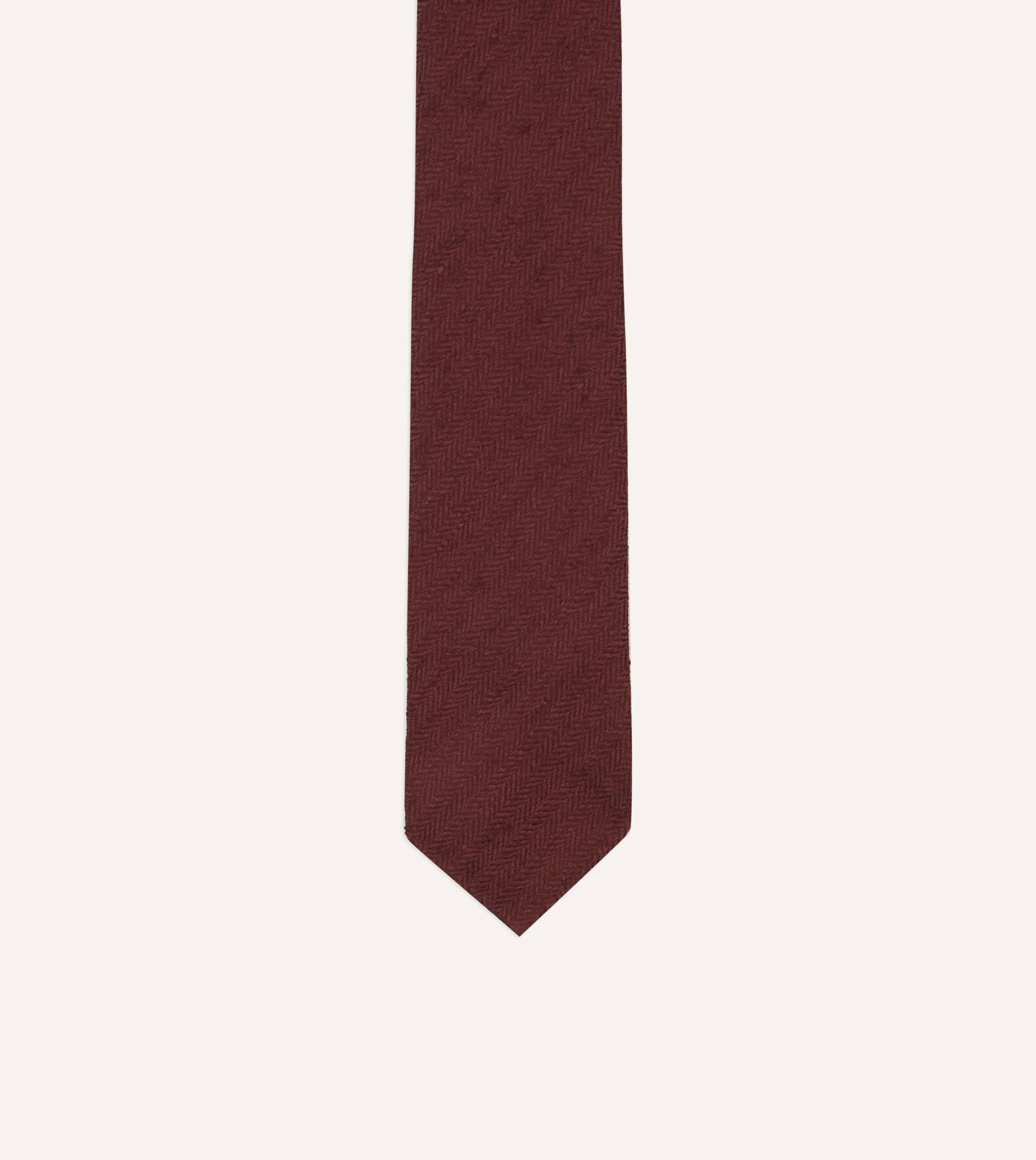 Burgundy Herringbone Shantung Silk Tipped Tie