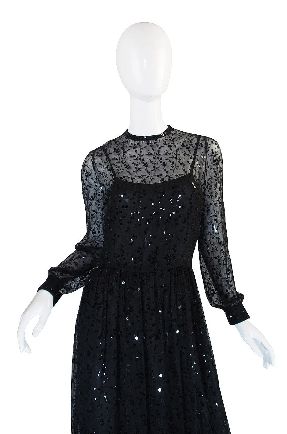 c 1983-85 Heavily Sequinned Chanel Silk Chiffon Dress