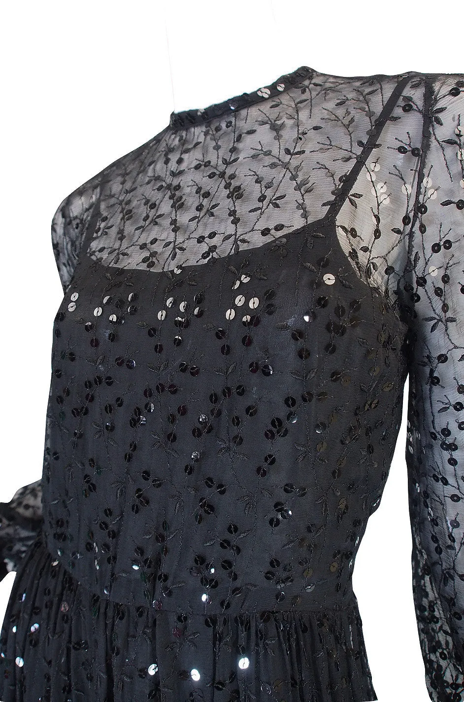 c 1983-85 Heavily Sequinned Chanel Silk Chiffon Dress