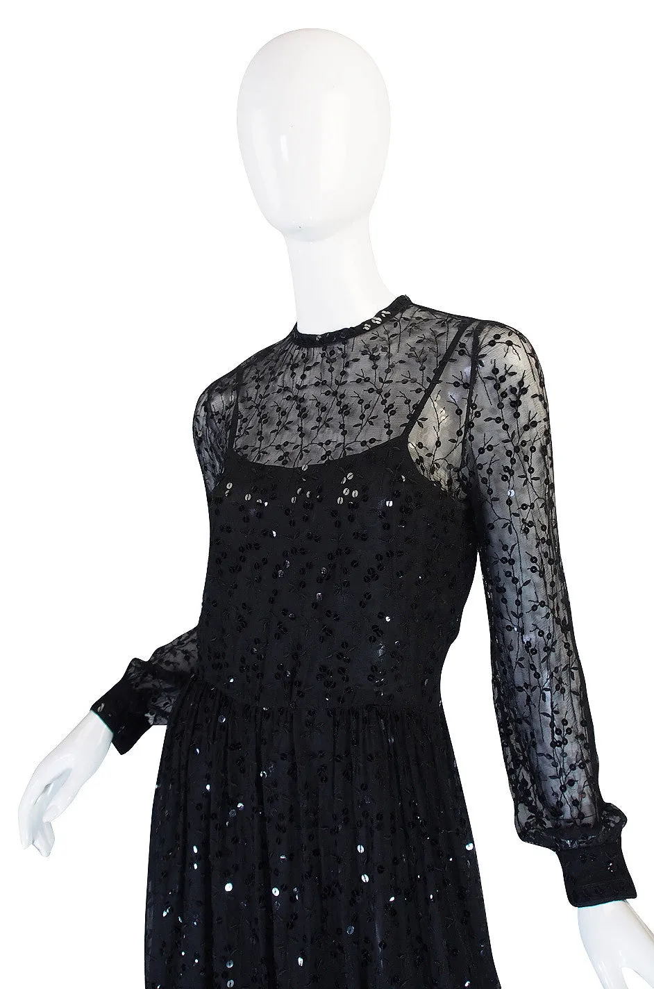 c 1983-85 Heavily Sequinned Chanel Silk Chiffon Dress