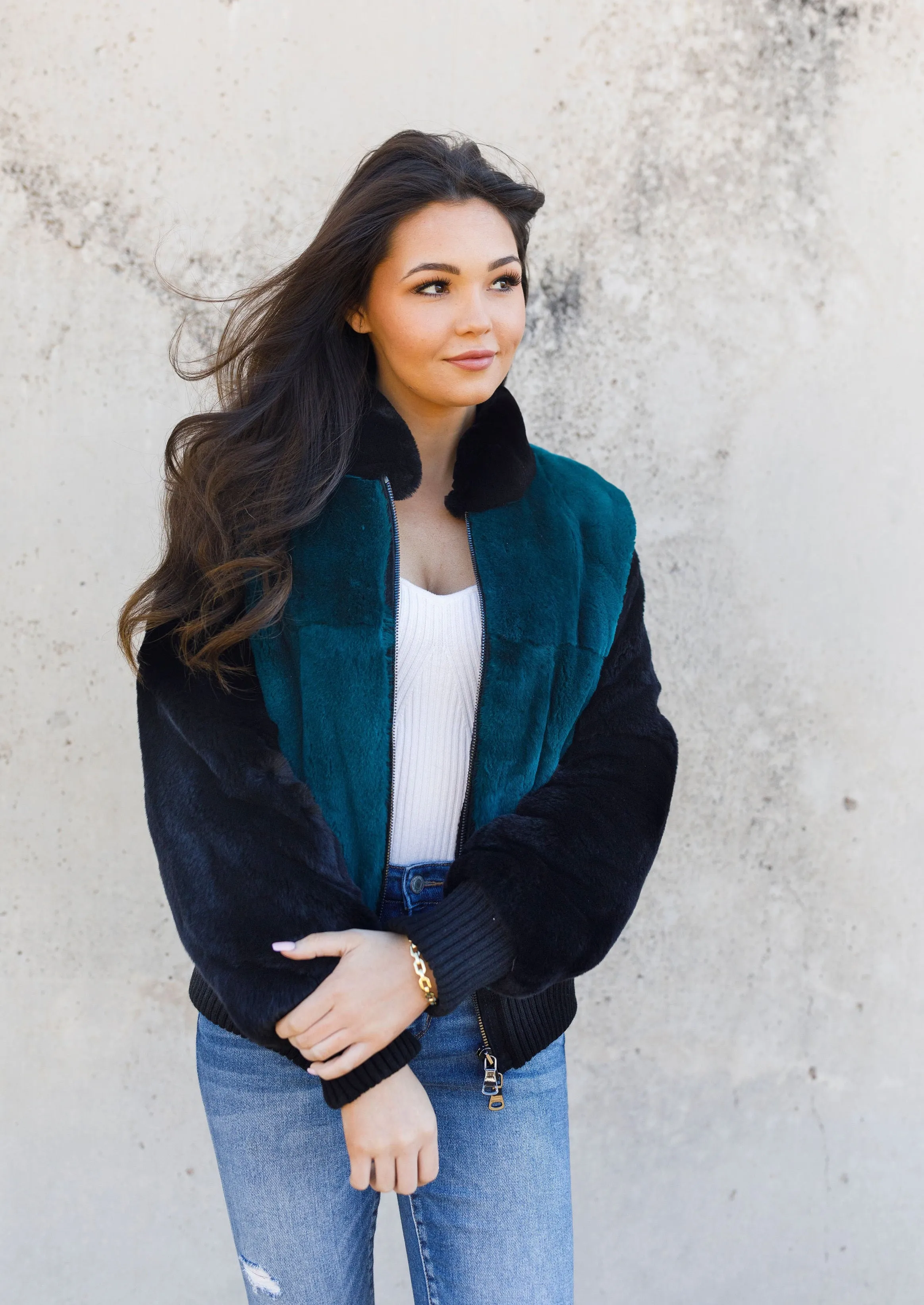 C B Furs Varsity Two Toned Bomber Preorder