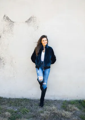C B Furs Varsity Two Toned Bomber Preorder