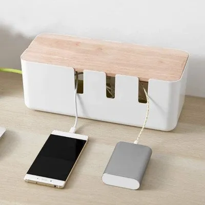 Cable Organizer with Bamboo Lid