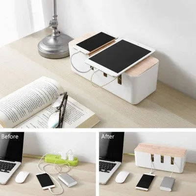 Cable Organizer with Bamboo Lid