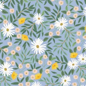 CANVAS Metallic : Daisy Fields - Blue $21.99/ Yard