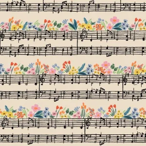 CANVAS: Music Notes - Natural $21.49/ Yard