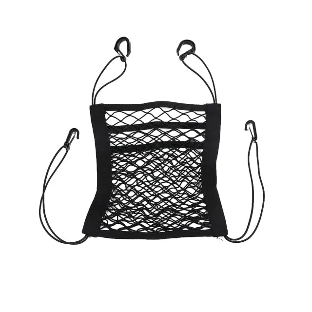 Car Elastic Storage Net Bag Between Seats Auto Interior Organizer Car Divider Pet Barrier Universal Stretchable 3 Layer Mesh Bag