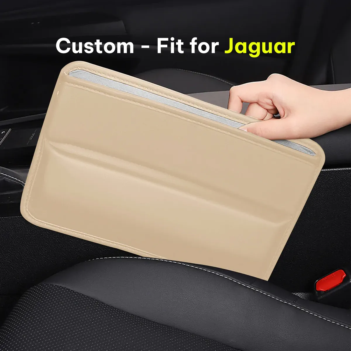 Car Seat Gap Filler Organizer, Custom-Fit For Car, Multifunctional PU Leather Console Side Pocket Organizer for Cellphones, Cards, Wallets, Keys WAJG226