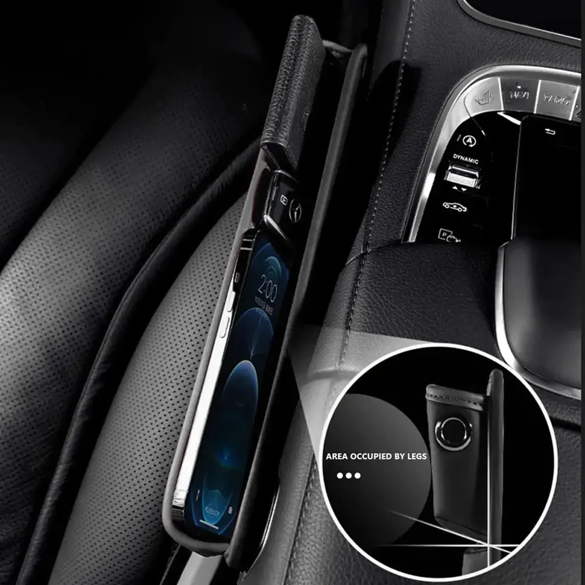 Car Seat Gap Filler Organizer, Custom-Fit For Car, Multifunctional PU Leather Console Side Pocket Organizer for Cellphones, Cards, Wallets, Keys WAJG226