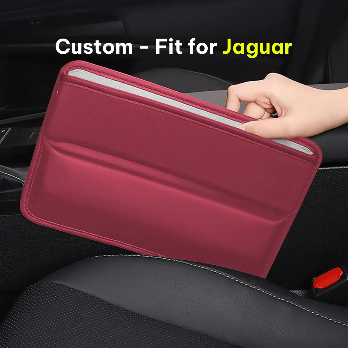 Car Seat Gap Filler Organizer, Custom-Fit For Car, Multifunctional PU Leather Console Side Pocket Organizer for Cellphones, Cards, Wallets, Keys WAJG226