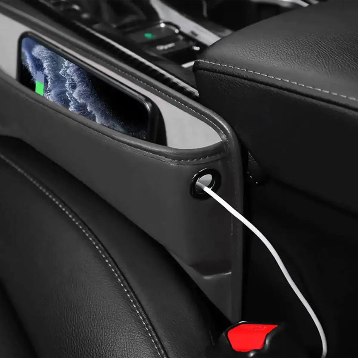 Car Seat Gap Filler Organizer, Custom-Fit For Car, Multifunctional PU Leather Console Side Pocket Organizer for Cellphones, Cards, Wallets, Keys WAJG226