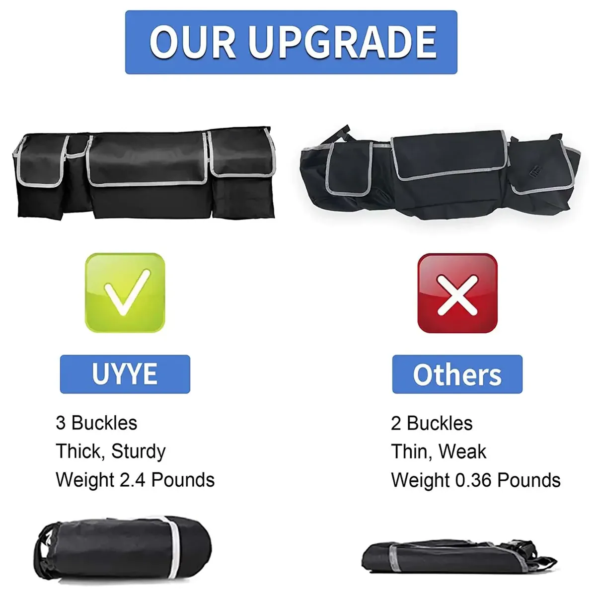 Car Trunk Hanging Organizer, Custom Logo For Your Car, Thick Backseat Trunk Storage Bag with 4 Pockets and 3 Adjustable Shoulder Straps, Foldable Car Trunk Interior Accessories Releases Your Trunk Space, Free Trunk Floor
