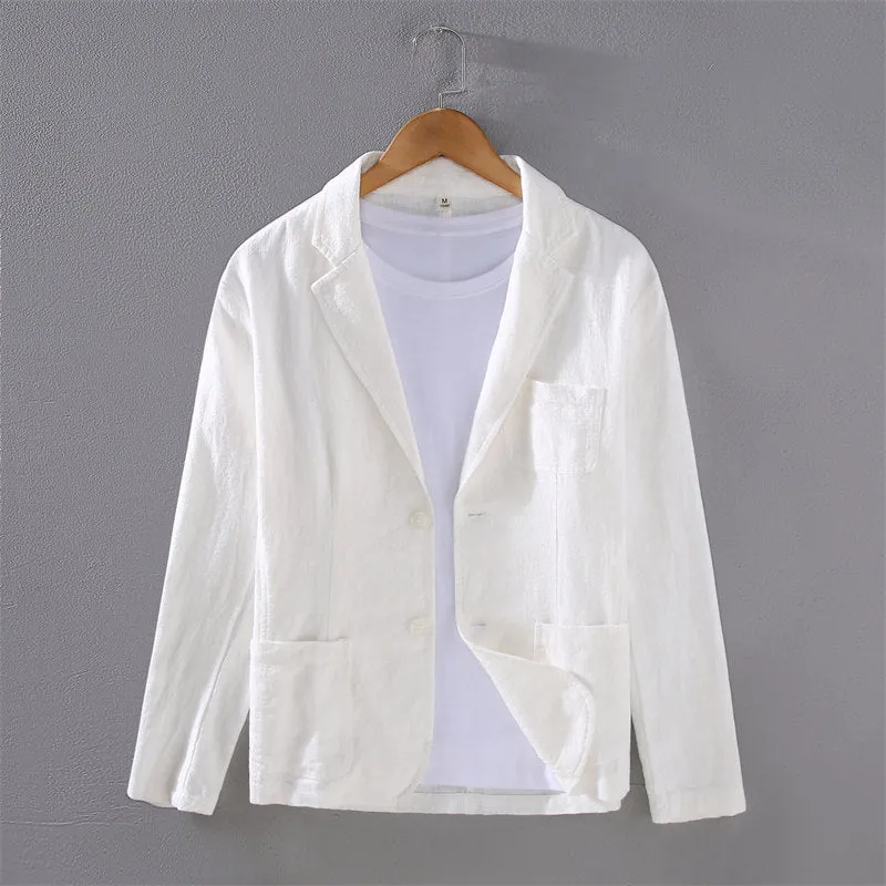 Casual Solid Color Ramie Suit Jacket