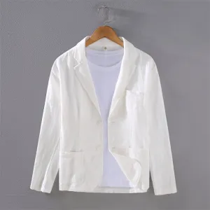 Casual Solid Color Ramie Suit Jacket