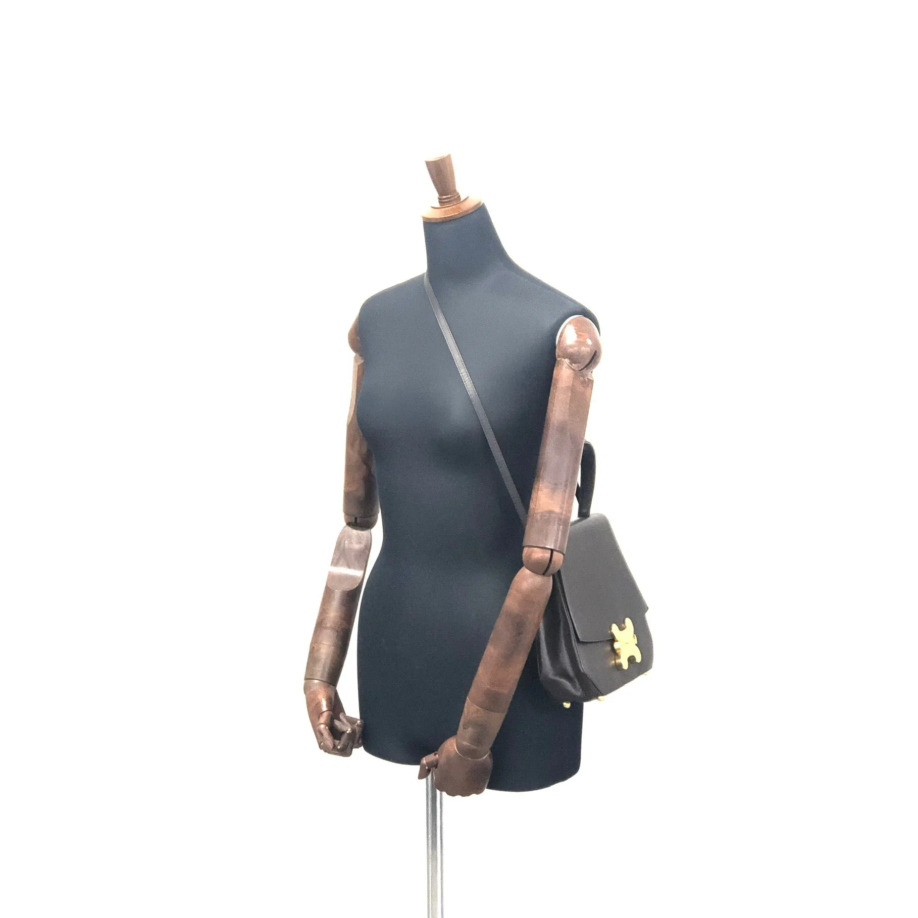 CELINE Triomphe Leather 2way shoulder bag Brown Vintage Old Celine wne7kc