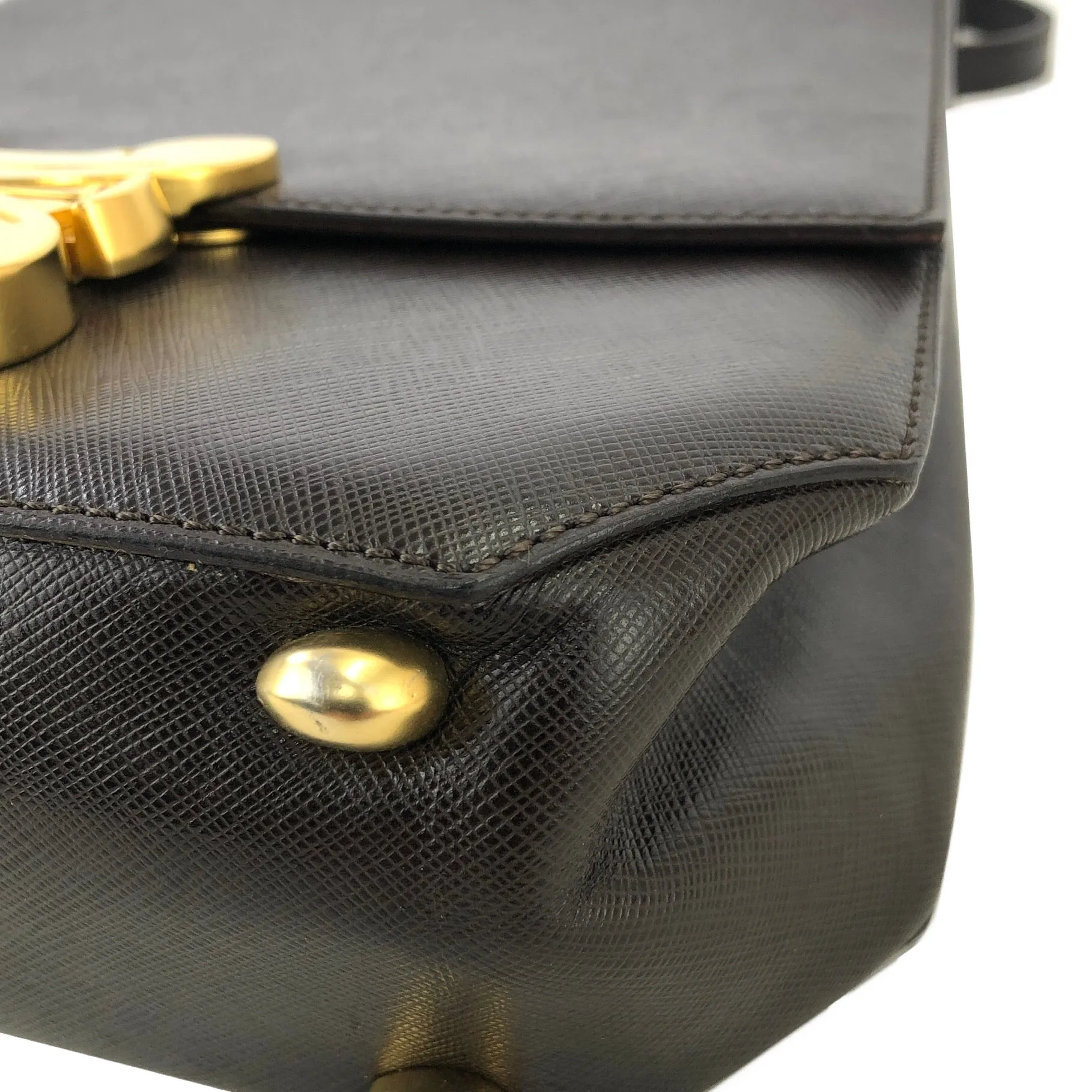 CELINE Triomphe Leather 2way shoulder bag Brown Vintage Old Celine wne7kc