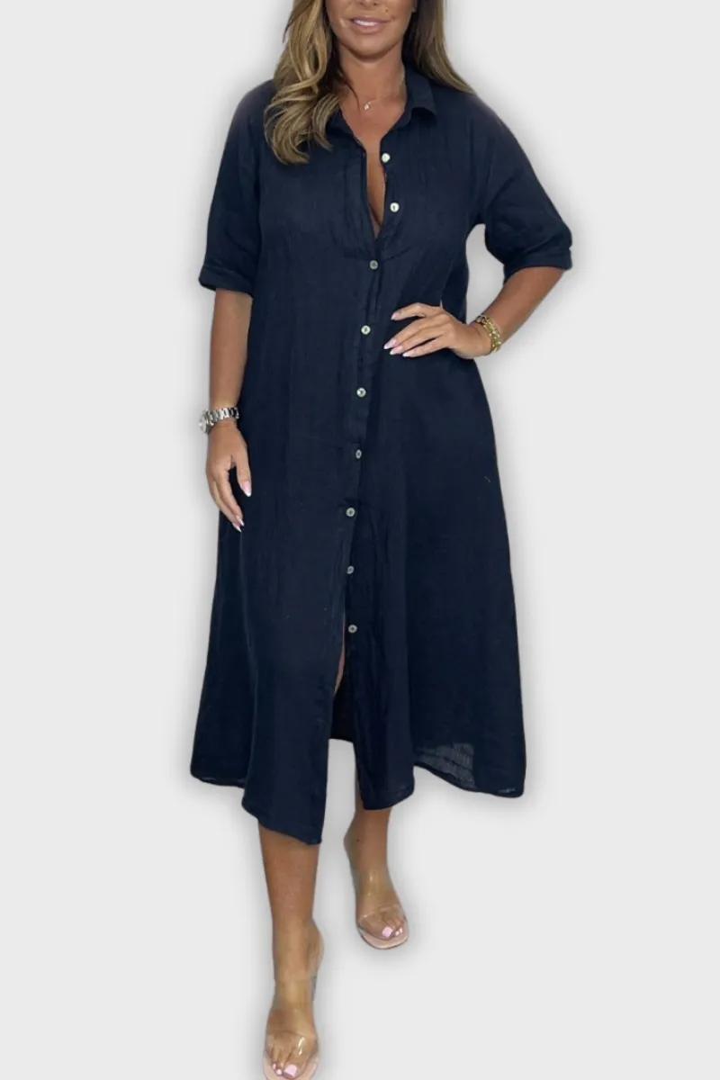 Chantel - Linen Shirt Dress