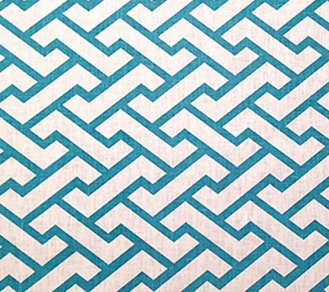 China Seas Fabric: Aga - Custom Turquoise on White 100% Linen