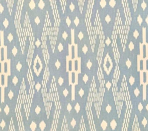 China Seas Fabric: Andros Batik - Custom Windsor Blue on Tinted Belgian Linen / Cotton