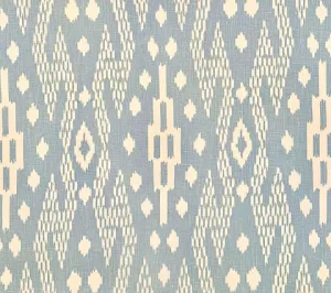 China Seas Fabric: Andros Batik - Custom Windsor Blue on Tinted Belgian Linen / Cotton