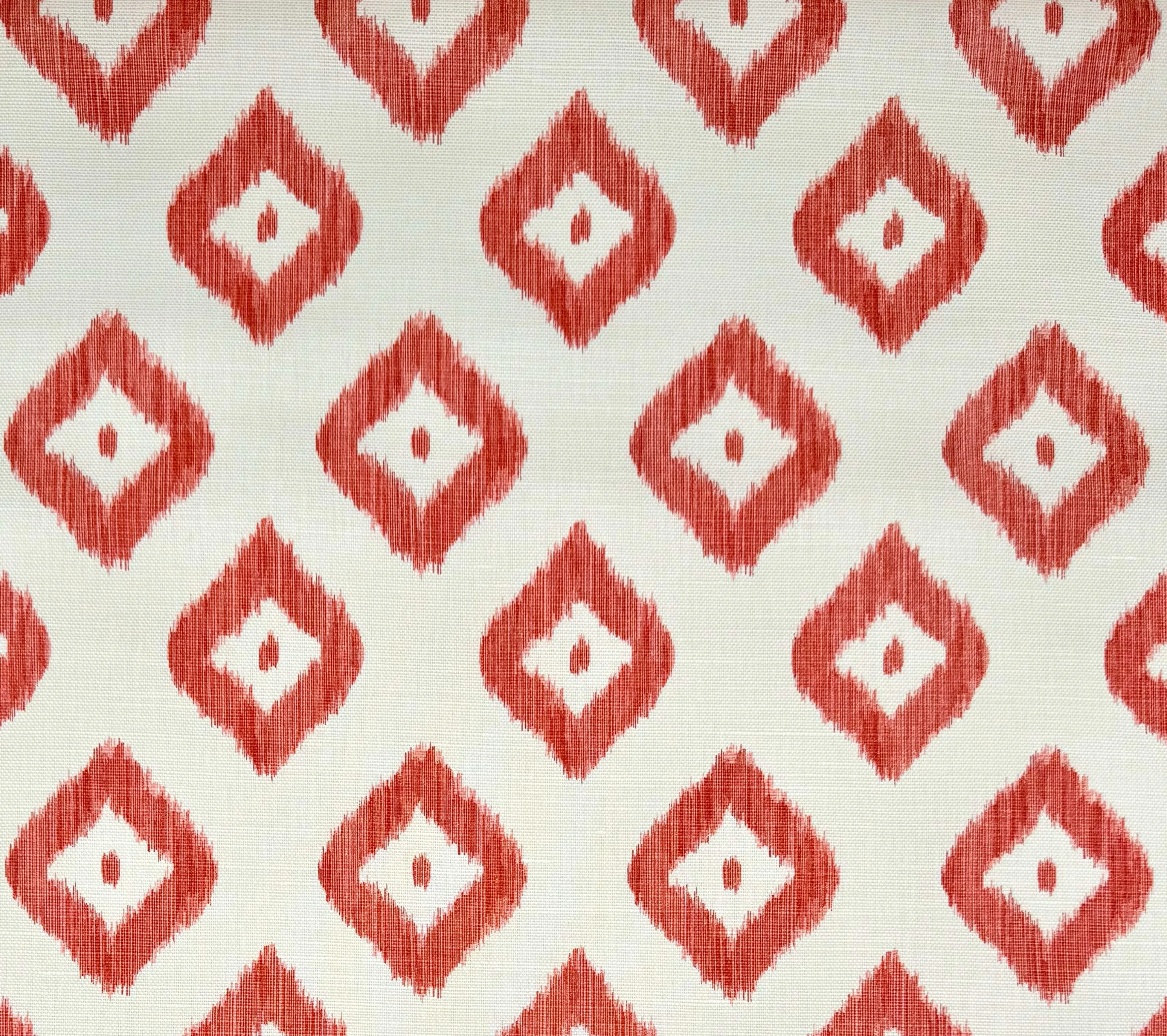 China Seas Fabric: Bali Diamond - Multi Coral on Tinted Belgian Linen / Cotton