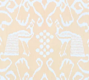 China Seas Fabric: Bali II - Custom Pale Pink on Tinted Belgian Linen / Cotton