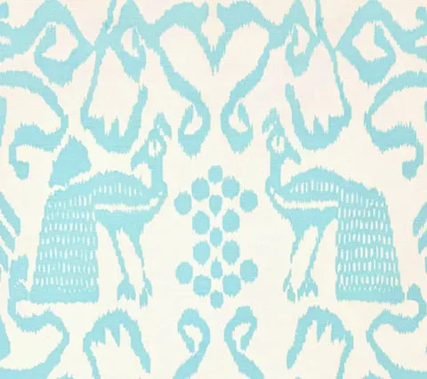 China Seas Fabric: Bali Isle - Custom Aqua on Light-Tint Belgian Linen / Cotton