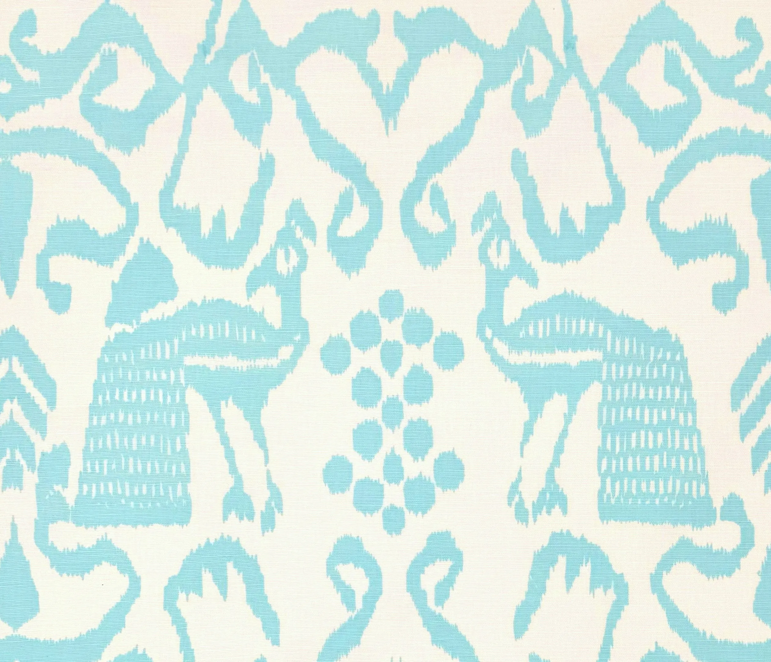 China Seas Fabric: Bali Isle - Custom Aqua on Light-Tint Belgian Linen / Cotton