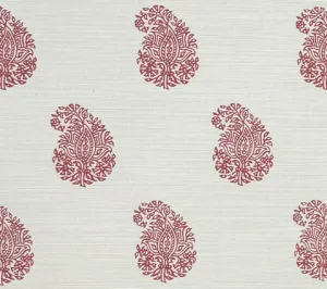 China Seas Fabric: Bangalore Paisley - Custom Dark Shrimp on Tinted Belgian Linen / Cotton