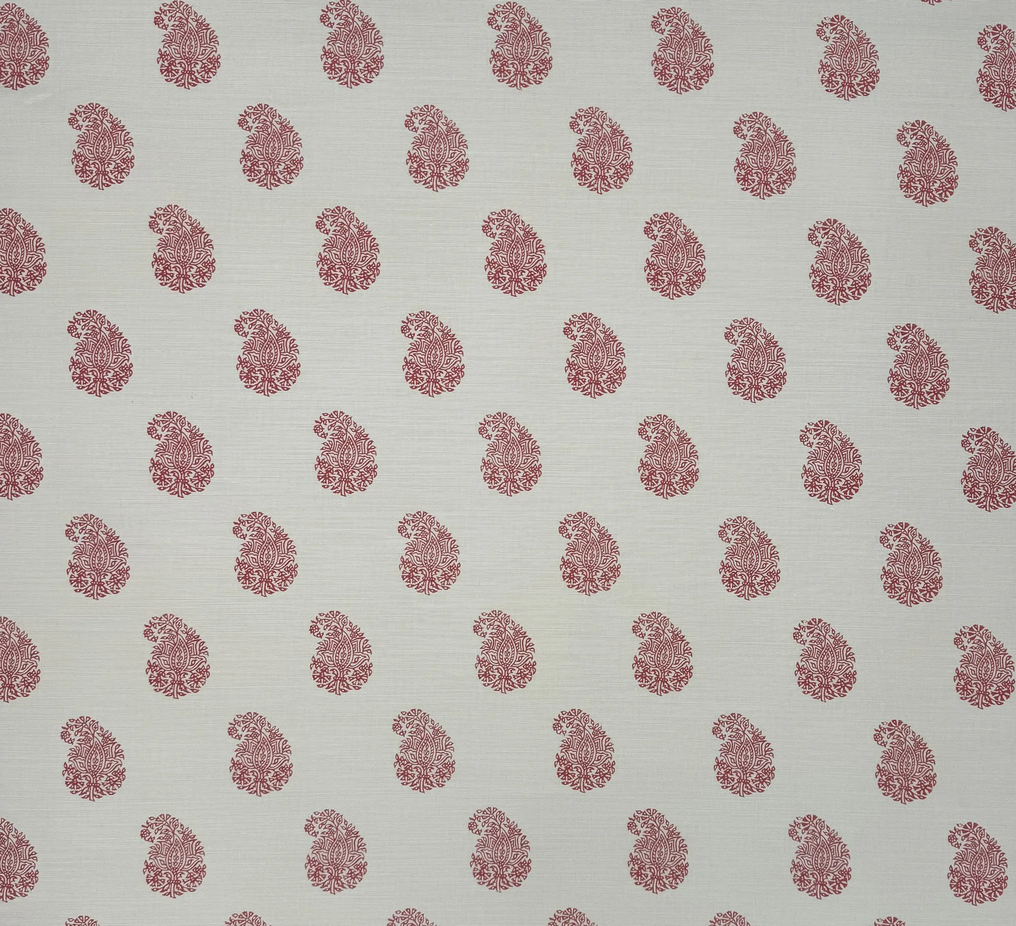 China Seas Fabric: Bangalore Paisley - Custom Dark Shrimp on Tinted Belgian Linen / Cotton