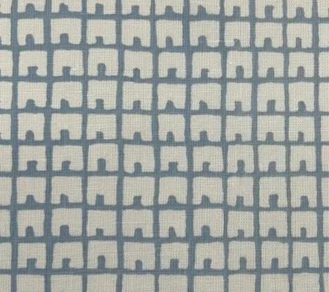 China Seas Fabric: Fez Background - Custom Cadet Blue on Tan 100% Linen