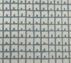 China Seas Fabric: Fez Background - Custom Cadet Blue on Tan 100% Linen