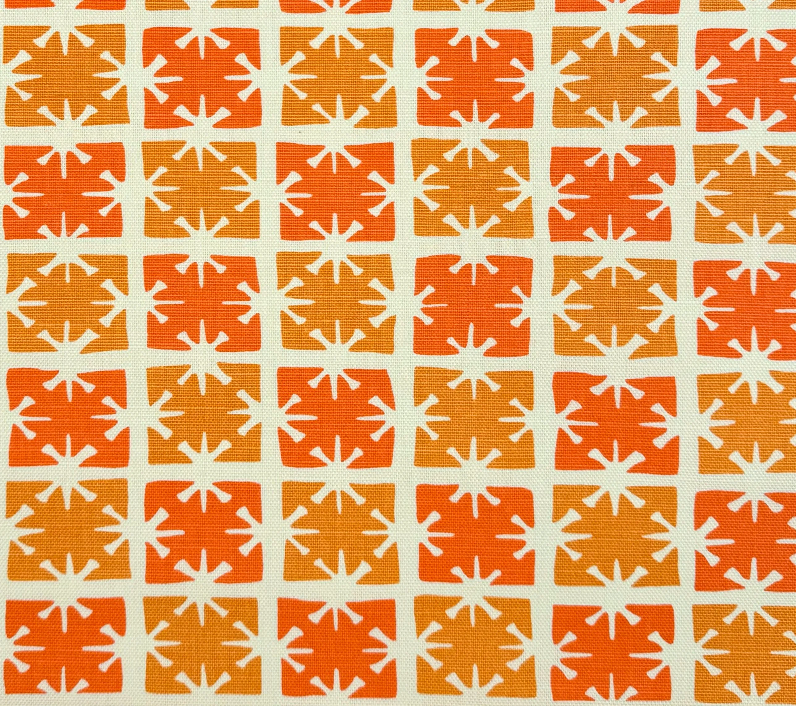 China Seas Fabric: Georgia Small Scale - Custom Tangerine / Orange on Tinted Belgian Linen / Cotton