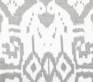 China Seas Fabric: Island Ikat - Custom Gray on White Belgian Linen / Cotton
